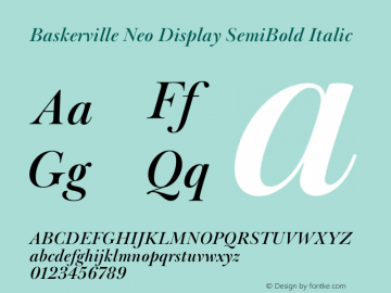 Baskerville Neo Display SemiBold Italic Version 1.000图片样张