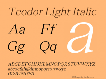 Teodor Light Italic Version 3.000;FEAKit 1.0图片样张
