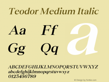Teodor Medium Italic Version 3.000;FEAKit 1.0图片样张