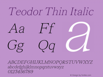 Teodor Thin Italic Version 3.000;FEAKit 1.0图片样张