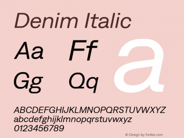 Denim Regular Italic Version 4.000;Glyphs 3.2 (3179)图片样张