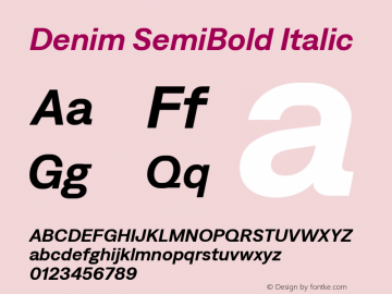 Denim SemiBold Italic Version 4.000;Glyphs 3.2 (3179)图片样张