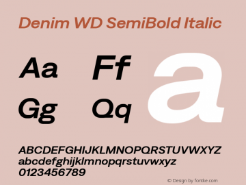 Denim WD SemiBold Italic Version 4.000;Glyphs 3.2 (3179)图片样张