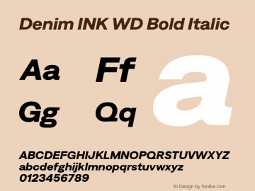 Denim INK WD Bold Italic Version 4.000;Glyphs 3.2 (3179)图片样张
