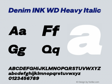 Denim INK WD Heavy Italic Version 4.000;Glyphs 3.2 (3179)图片样张