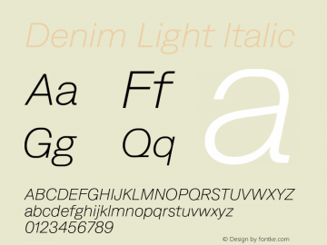 Denim Light Italic Version 4.000;Glyphs 3.2 (3179)图片样张