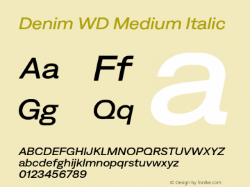 Denim WD Medium Italic Version 4.000;Glyphs 3.2 (3179)图片样张