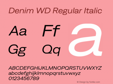 Denim WD Regular Italic Version 4.000;Glyphs 3.2 (3179)图片样张