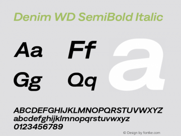 Denim WD SemiBold Italic Version 4.000;Glyphs 3.2 (3179)图片样张