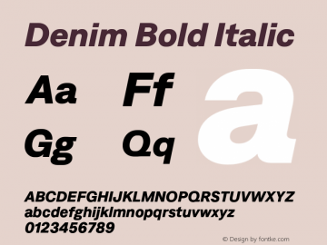 Denim Bold Italic Version 4.000;Glyphs 3.2 (3179)图片样张