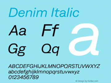 Denim Regular Italic Version 4.000;Glyphs 3.2 (3179)图片样张