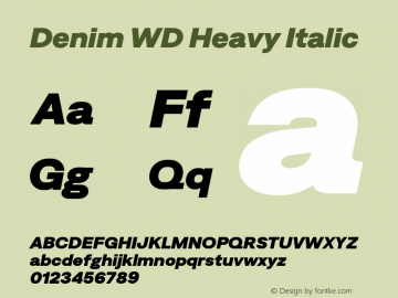Denim WD Heavy Italic Version 4.000;Glyphs 3.2 (3179)图片样张