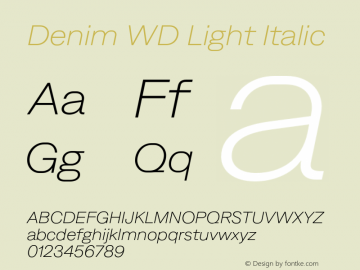 Denim WD Light Italic Version 4.000;Glyphs 3.2 (3179)图片样张