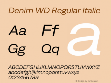 Denim WD Regular Italic Version 4.000;Glyphs 3.2 (3179)图片样张