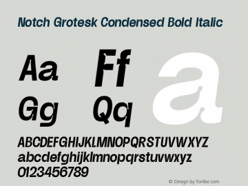 Notch Grotesk Condensed Bold Italic Version 1.000 | web-ttf图片样张