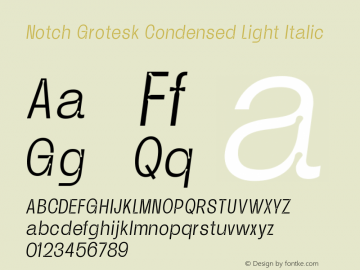 Notch Grotesk Condensed Light Italic Version 1.000 | web-ttf图片样张