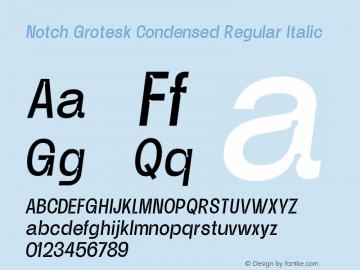 Notch Grotesk Condensed Regular Italic Version 1.000 | web-ttf图片样张