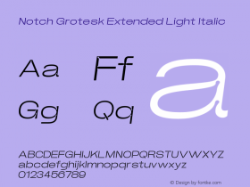 Notch Grotesk Extended Light Italic Version 1.000 | web-ttf图片样张