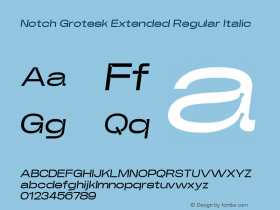 Notch Grotesk Extended Regular Italic Version 1.000 | web-ttf图片样张