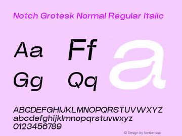 Notch Grotesk Normal Regular Italic Version 1.000 | web-ttf图片样张