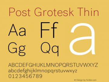 PostGrotesk-Thin Version 2.1 | wf-rip DC20130710图片样张