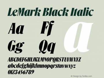 LeMark Black Italic Version 1.000;hotconv 1.0.109;makeotfexe 2.5.65596图片样张