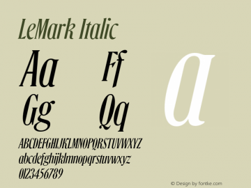 LeMark Italic Version 1.000;hotconv 1.0.109;makeotfexe 2.5.65596图片样张