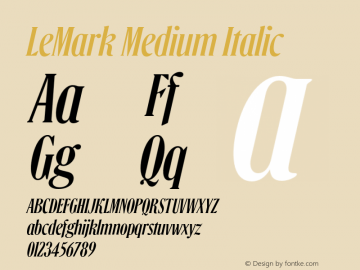 LeMark Medium Italic Version 1.000;hotconv 1.0.109;makeotfexe 2.5.65596图片样张