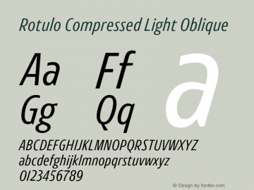 Rotulo Compressed Light Oblique Version 1.000;Glyphs 3.1.1 (3141)图片样张