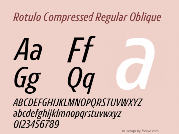 Rotulo Compressed Regular Oblique Version 1.000;Glyphs 3.1.1 (3141)图片样张