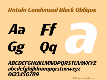 Rotulo Condensed Black Oblique Version 1.000;Glyphs 3.1.1 (3141)图片样张