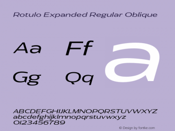 Rotulo Expanded Regular Oblique Version 1.000;Glyphs 3.1.1 (3141)图片样张