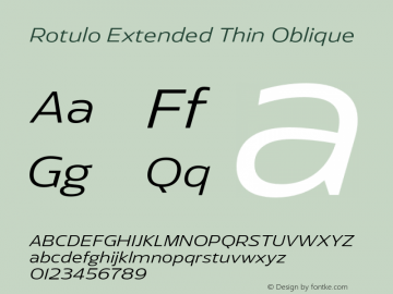Rotulo Extended Thin Oblique Version 1.000;Glyphs 3.1.1 (3141)图片样张