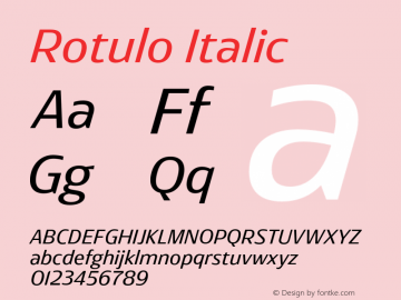 Rotulo Regular Oblique Version 1.000;Glyphs 3.1.1 (3141)图片样张
