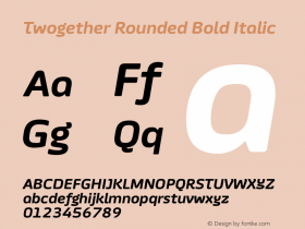 Twogether Rounded Bold Italic Version 1.000图片样张