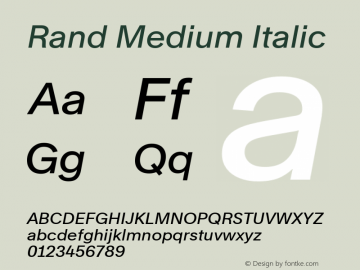 Rand Medium Italic Version 1.002; build 0002图片样张