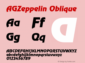 AGZeppelin Oblique 1.0 Wed Mar 08 20:35:52 1995 Font Sample
