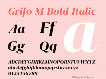 Grifo M Bold Italic Version 2.003图片样张