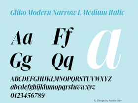 Gliko Modern Narrow L Medium Italic Version 2.001图片样张