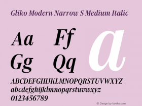 Gliko Modern Narrow S Medium Italic Version 2.001图片样张