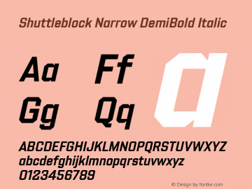 Shuttleblock Narrow Demi Italic Version 1.000 | web-ttf图片样张