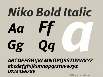 Niko Bold Italic Version 1.002图片样张