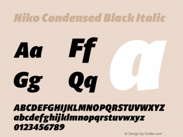 Niko Condensed Black Italic Version 1.002图片样张