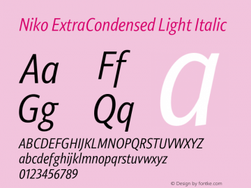 Niko ExtraCondensed Light Italic Version 1.002图片样张