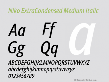 Niko ExtraCondensed Medium Italic Version 1.002图片样张