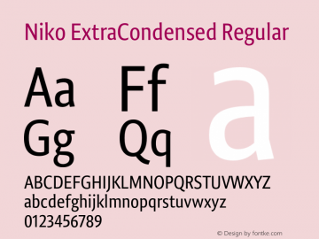 Niko ExtraCondensed Regular Version 1.002图片样张