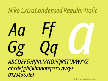 Niko ExtraCondensed Regular Italic Version 1.002图片样张