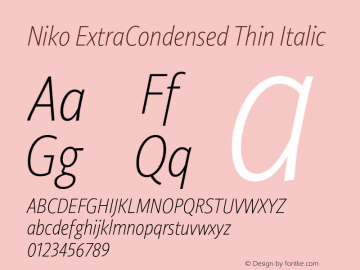 Niko ExtraCondensed Thin Italic Version 1.002图片样张