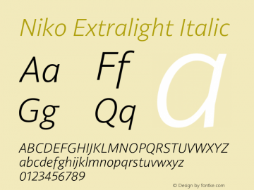 Niko Extralight Italic Version 1.002图片样张