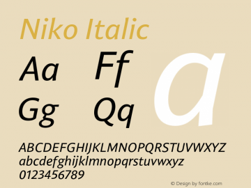 Niko Regular Italic Version 1.002图片样张